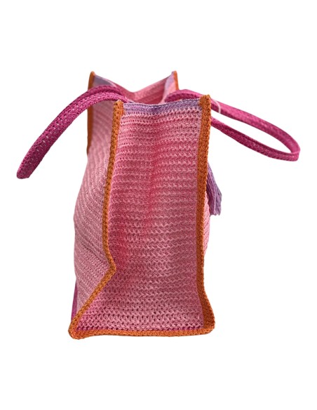 Borsa Mare In Paglia Papalina Ricamata Sunset