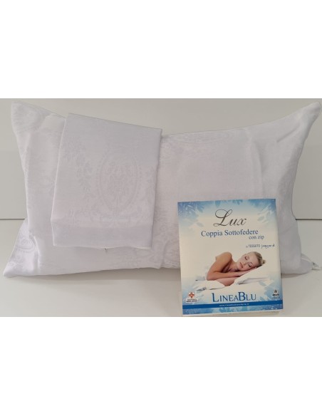 4 Sottofedere Con Zip In Tessuto Jacquard 52x82cm Lineablu Copriguanciale Lux