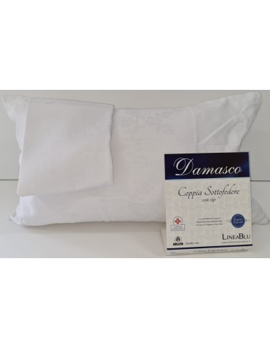 4 Sottofedere Con Zip Damascato 52x82cm Lineablu Copriguanciale Damasco