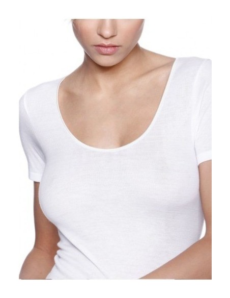 Maglia Manica Corta Donna Lana E Cotone Ragno Sintonia 072457
