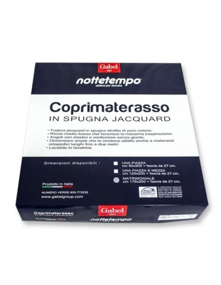 Coprimaterasso Singolo Spugna Jacquard Gabel Nottetempo Cotone